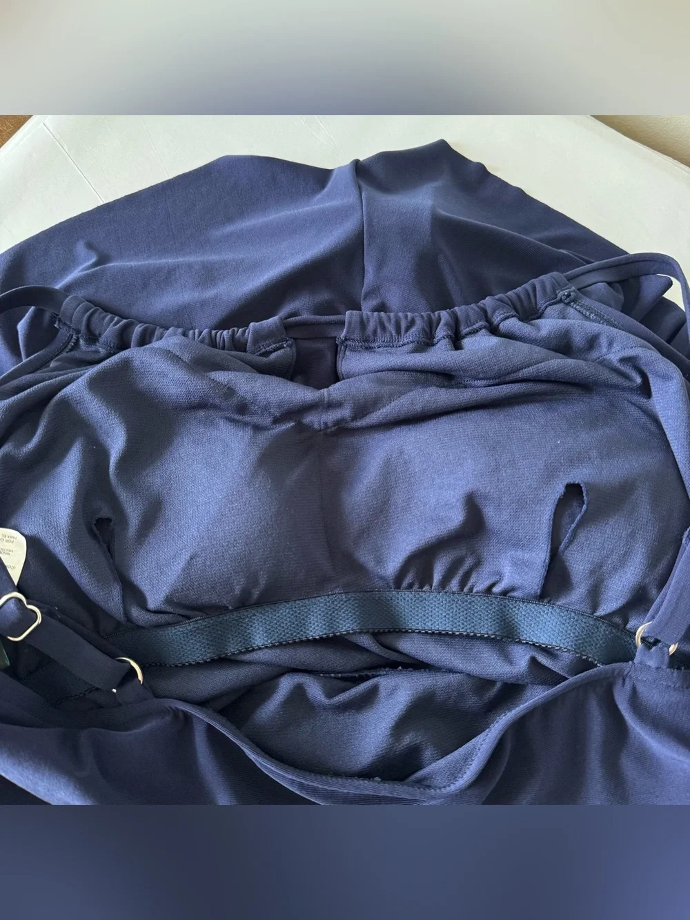 AQUA GREEN Size XL Navy Blue One Piece Romper Style Swimsuit with Pockets
